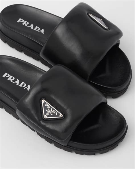 silver prada slides|Prada padded slides women's.